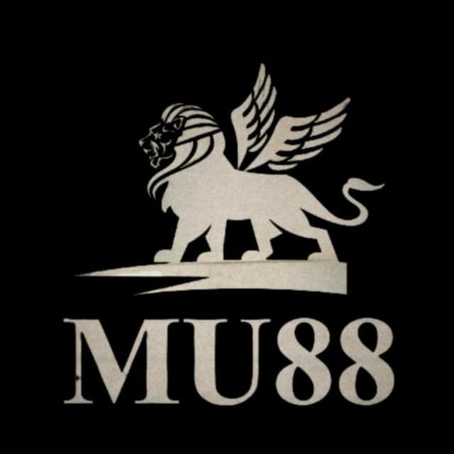 Stylized white winged lion logo above bold MU88 text, set against a plain black background.